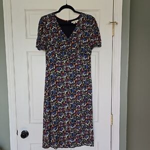 Boden Multicolor Floral Midi Dress on Navy